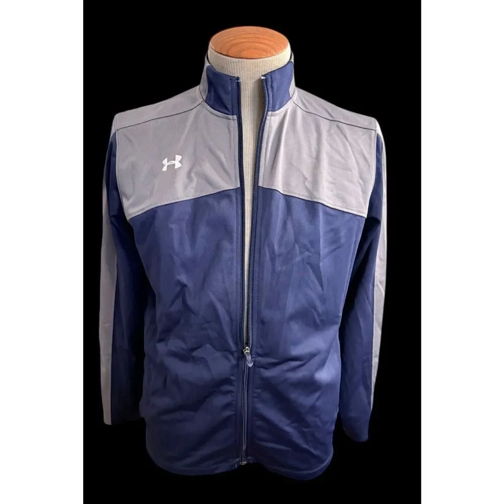 Under Armour Men’s Full Zip Navy Blue/Gray Warm Up Jacket Size Medium